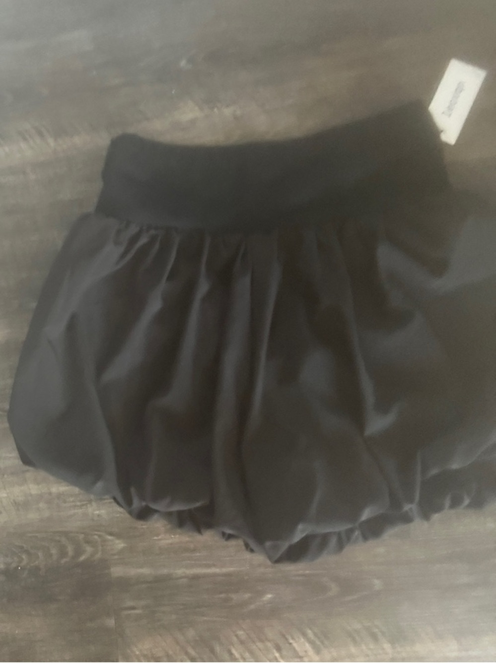 Black Bubble Mini Skirt with Wide Waistband